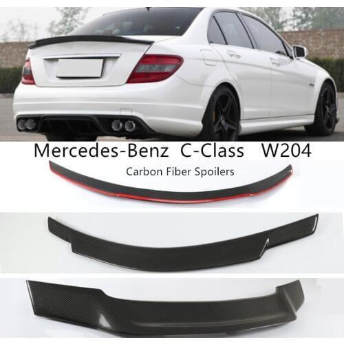 Carbon Fiber Spoilers For Mercedes-Benz C-Class W204 C63 C180 C200 C230 C260 C280 C300 2007-2014 Wing Lip Spoiler Accessories