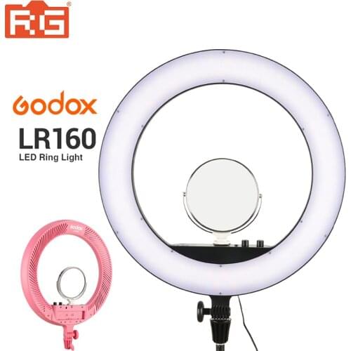 Godox LR160 LED Ring Light Lamp 18W 3300K-8000K Color Temperature Adjustable LCD Screen For Live Streaming Makeups LED Light