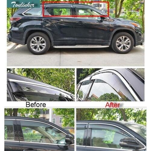Tonlinker 4 PCS Car styling Rubber Injection door Dedicated rain shield cover Stickers for TOYOTA HIGHLANDER 2015 accessories