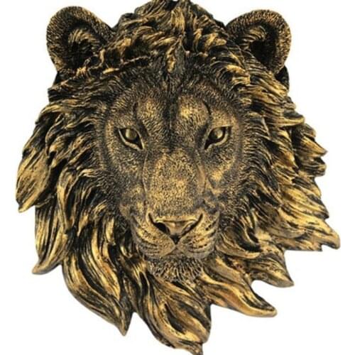 Animal Busts Heads Lion Head Decor Art Gold and Black Color Wall Hanging Decorative Sculpture Home And Office Decoration Gift