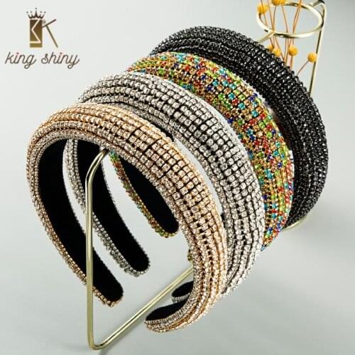 Gorgeous Baroque Full Colorful Crystal Headband for Woman Luxury Shiny Rhinestone Paded Hair Band Bridal Wedding Hair Accessory