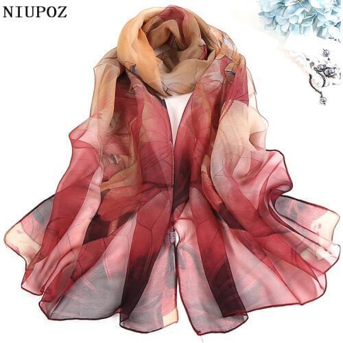 Multiple Colour Gradient Color Rose Flower Chiffon Georgette Scarf Women Foulard Lotus leaf Long Shawl Summer Bandana Elegant