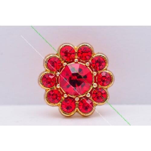 10pcs 14mm Bling Red Rhinestone Crystal Floral Concho Screwback For Leathercraft Belt Saddle Bracelet Shoes Accessories
