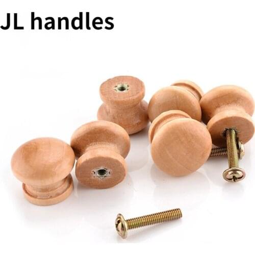 10 Pcs 2.5X2CM Medium Size Natuurlijke Houten Kast Lade Kast Deur Pull Handle Hardware Vlakte Cirkel Handgrepen