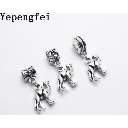 10pcs camel European Bead Vintage Silver Charms fit for pandora style Bracelets Necklace DIY Metal Jewelry Making JA600022