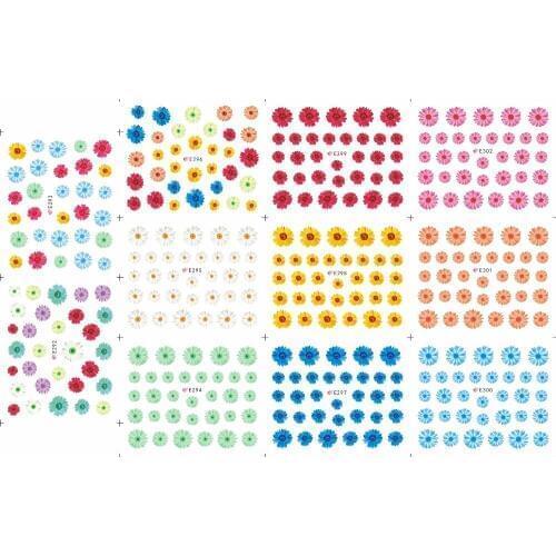 11 PACKS / LOT 3D SIMULATION FLOWER COLORFUL CHRYSANTHEMUM DAISY YELLOW PINK SELF-ADHESIVE NAIL TATTOOS STICKER E292-302