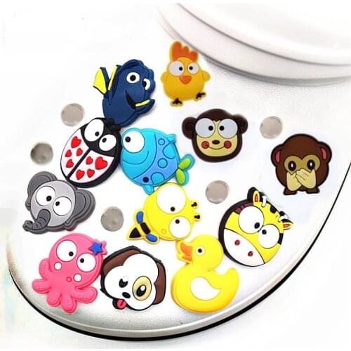 12pcs/lot Cartoon Animals Shoe Charms Shoe Accessories Shoe Decoration for Croc JIBZ/ Wristbands kids Party Xmas Gifts