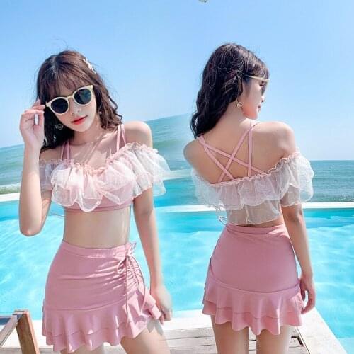 2021 New Korean Swimwear Women Sexy Bikini Two Piece Swimsuit Female Push Up Bikini Set Bathing Suit Beach Swimskirt