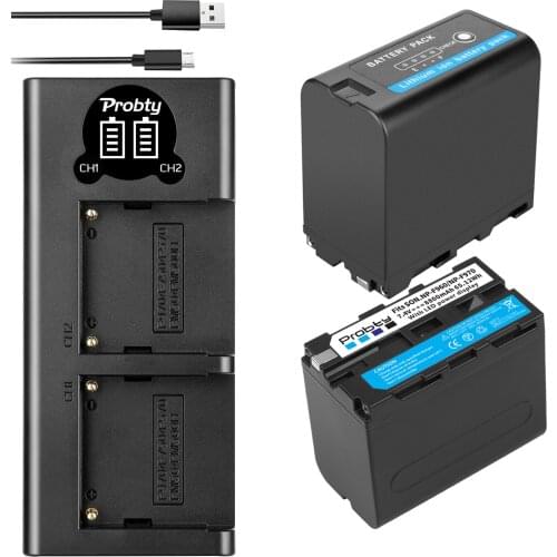 2x8800mAh NP-F960 NP-F970 Battery with LED Power Indicator + LED Dual Charger for Sony NP-F550 NP-F770 NP-F750 F960 F970 F950