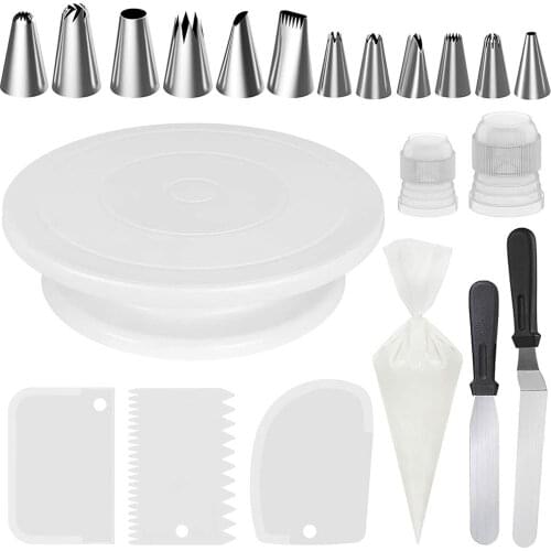 70PCS Cake Tools Reusable Icing Piping Nozzles Set Scraper Flower Cream Tips Converter Baking Cup and 50 Disposable Pastry Bags