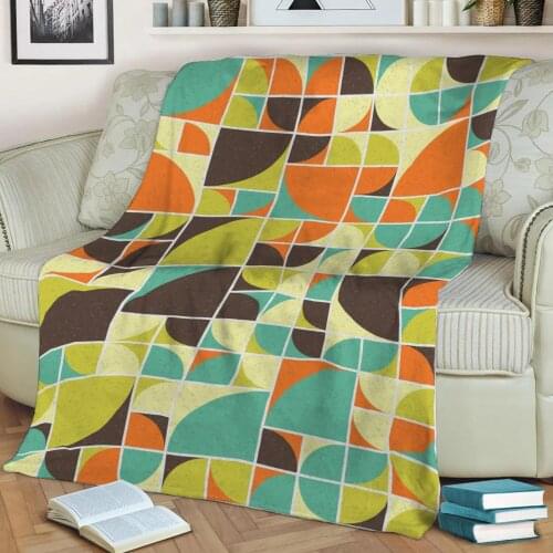 Abstract Geometric Pattern 3D Printed Velvet Plush Throw Fleece Blanket Bedspread Sherpa Blanket Home Decora