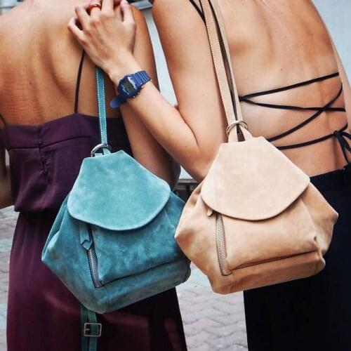 Back velvet backpack frosted shoulder bag leather hot money