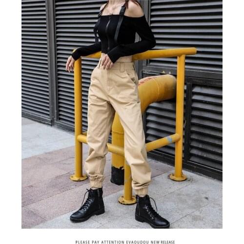 Fashion woman pants women cargo high waist pants loose trousers joggers female sweatpants streetwear