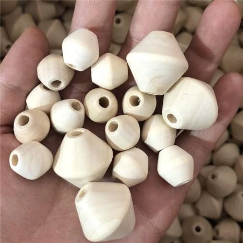 Natural Wood Beads 15 24mm Big Hole Rhombus Triangle for Jewelry Making Tassel Bag Accessory Unfinished Maple Wooden Loose Beads