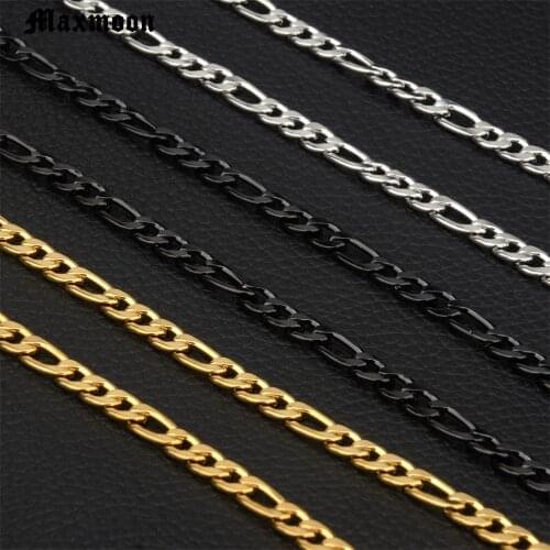 MAXMOON Stainless Steel Chain Necklaces For Man Women Gold Silver Color For Pendant Flat Donot Fade Jewelry