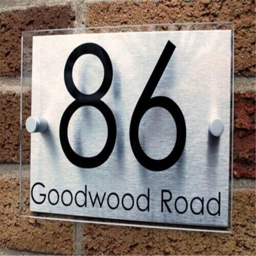 DIY House Number House Number Sign/Plaque Brushed Aluminium & Shatterproof Acrylic Modern