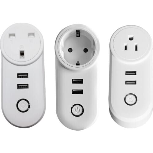 EU/US/UK Plug LSPA2 Smart Plug Intelligent Timing 5V/2.1A 2.4GHz WiFi Smart Outlet with Dual USB Ports for iPhone Work for Alexa