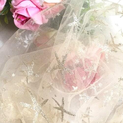 Glace 1Y/lot Encrypted star mesh bronzed sequins fabric 2colour gilr dress cloth accessories TX1208