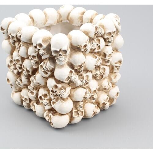 Creative Skull Square Flowerpot Bonsai Pot Resin Flower Pot Potted Plants Vase Garden Decoration Desktop Debris Storage Bucket