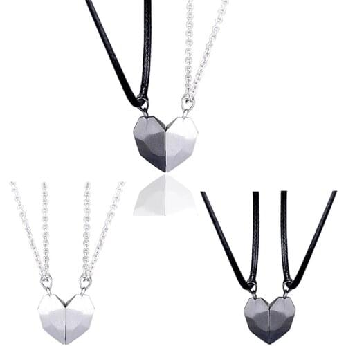 KSRA 2Pcs Magnetic Couple Friendship Necklace For Women & Lovers Heart Pendant Charm Necklace Jewelry Women Valentines Day Gift