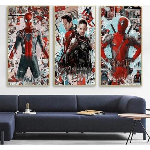 Marvel Superhero Disney Wall Art Poster Canvas Painting Avengers Watercolor Canvas Prints for Room Home Decor Spiderman Deadpool