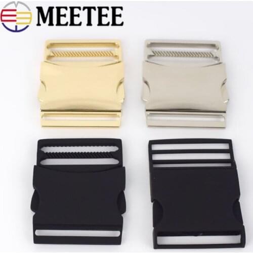 Meetee 2pcs 40MM Metal Release Buckles Adjustable Side Pets Collar Clasp Outdoor Backpack Belt Webbing DIY Bag Accessories AP474
