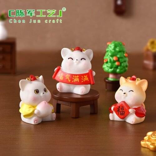 Cute Miniature Fairy Figurines Fairy Garden Miniatures Cat Terrarium Cheese Cat Figurines Miniature Garden Decoration