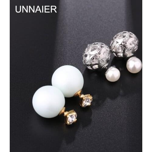 UNNAIER fashion personality Before and after size Dual purpose Earrings Female Imitation pearls Rhinestone Ear jewelry