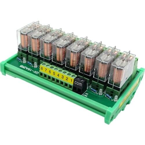 2~24 Channels Terminal Converter Module for Omron Relay G2R-2 DPDT 5A PNP/NPN PLC Signal Amplifier Board 24V or 12V DIN Rail