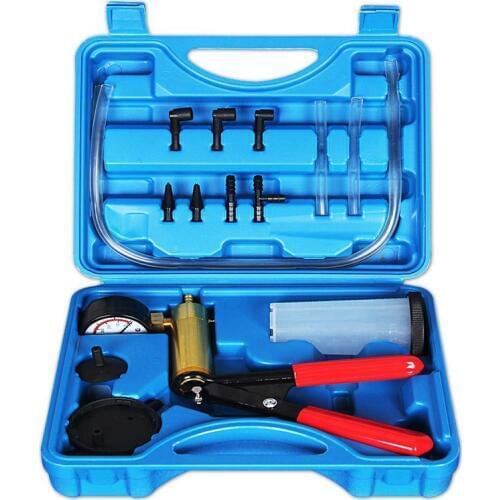 2 In 1 Brake Bleeder Kit Hand Held Vacuum Pump Test Set For Automotive With Sponge Protected Case,Adapters,One-Man Brake And C