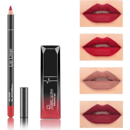 Pudaier Natural Long Lasting Waterproof Lip Gloss Multi Colors Matte Fog Color Modified Lipline Lipstick Set Makeup Cosmetic