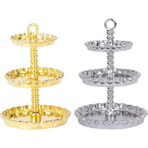 New Arrivals 1/12 Dollhouse Miniature 3-layer Metal Fruit Dessert Snack Rack Stand Pretend Play Kitchen Furniture Toys Best Gift