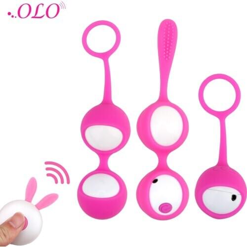 OLO 12 Speeds Vaginal Ball Vibrator Ben Wa Ball Smart Kegel Ball Vibrator Three Stage Vagina Tighten Exercise Sex Toys for Women