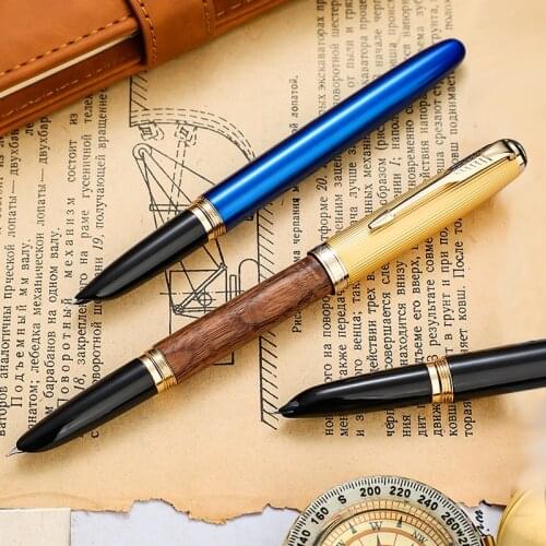 1-Piece Jinhao Fountain Pen Retro Hooded Nib 0.38mm Metal/Wood Screw Inking Pens for Writing School Office Supplies Stationery