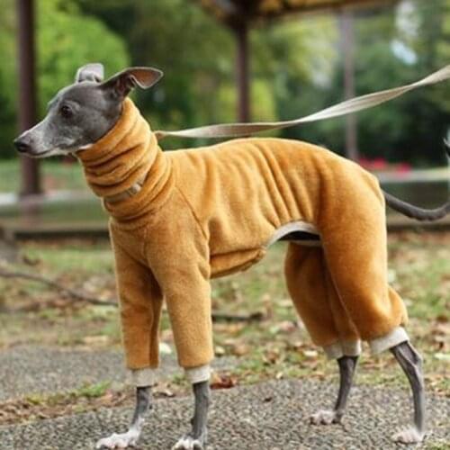 Dog pajamas-2020 new autumn and winter soft and warm fleece dog sweater, high collar simple four-legged dog clothing, dog winter