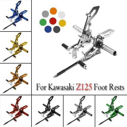 For Kawasaki Z125 Foot Rests Motorcycle Full CNC Aluminum Adjustable Footrest Sets Rear Pegs Accessories