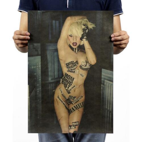 Lady Gaga/singer star/kraft paper/Cafe/bar poster/ Retro Poster/decorative painting 51x35.5cm
