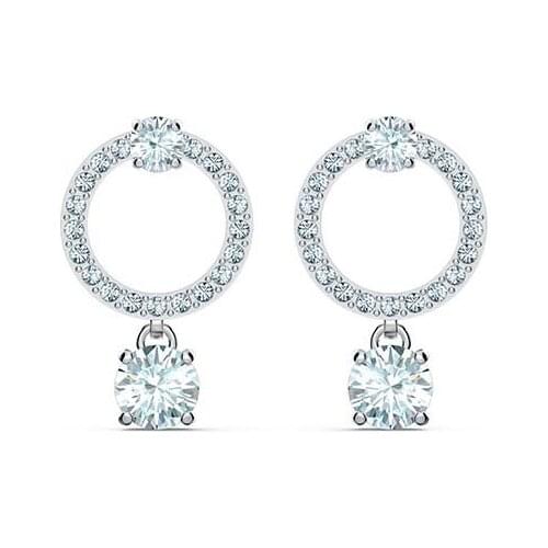 SWA 1:1 simple hollow Earrings women Circle white color