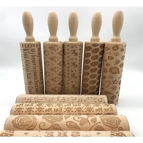 Christmas Print Rolling Stick Laser Engraving and Embossing Rolling Stick Animal Biscuit
