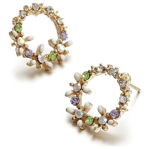 Korean Style Cute Flower Stud Earrings For Women 2019 New Fashion Sweet girl Earrings Wholesale Jewelry