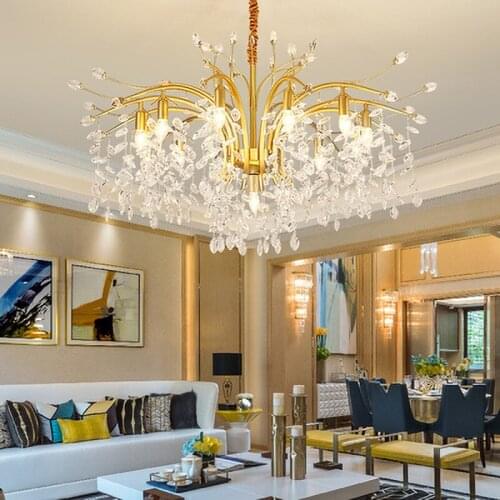 Nordic Modern LED K9 Crystal Chandeliers Luxury lustre pendente Gold Black Chandelier Lighting for Living room Bedroom Kitchen