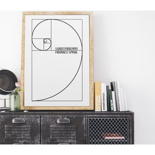 Fibonacci Spiral Patent Abstract Canvas Painting Golden Ratio Science Vintage Print Posters Decoration Wall Pictures Home Decor