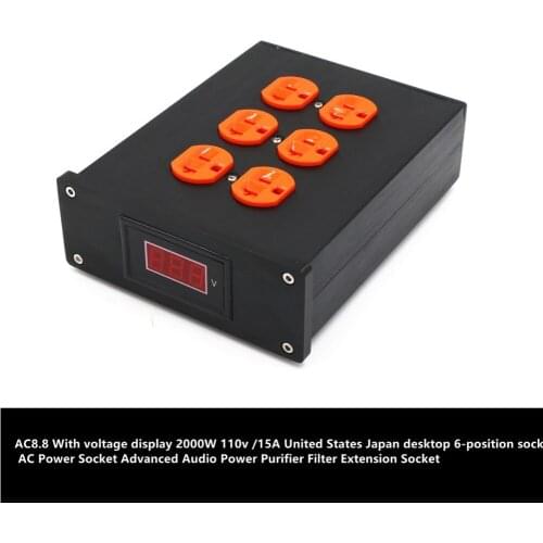 US15A With voltage display 2000W 110v 15A United States Japan 6-position AC Power Socket Audio Purifier Filter Extension Socket