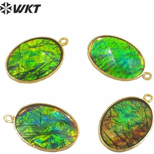 WT-P1549 Classic Style Jewelry Pendant With Gold Metal Plated Artificial Opal Stone Necklace Pendant In Oval Shape
