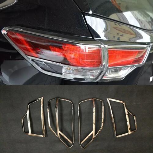 For Toyota Highlander 2014 2015 6th ABS Chrome Car Rear Lamp Cover Taillight Cover External Taillight Decoratrion 4pcs/set