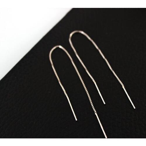 DreamySky 100% Pure Silver Color Line Earrings For Women Girls Christmas Gift Brincos Pendientes