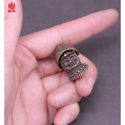 1PC Warrior Helmet Retro Brass Copper EDC Paracord Beads Lanyard Pendants Knife Beads Umbrella Rope Cord Necklace Bracelet Beads