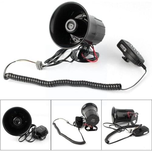 100W 12V 6 Sound Speakers Loud Car Horn Police Siren Motorcycle Mic System Tone Emergency Air Horn Megaphone PA Hooter Ampl N6O8