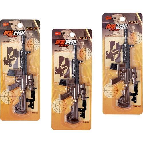 10set/lot Creative Assembly gun blister-card eraser / rubber eraser suit / student eraser/toy children gift/stationery