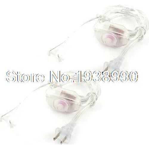 2 x Lamp Power Cord Swivel Dimmer Switch AC 250V/110V Clear US Plug 1.8M
